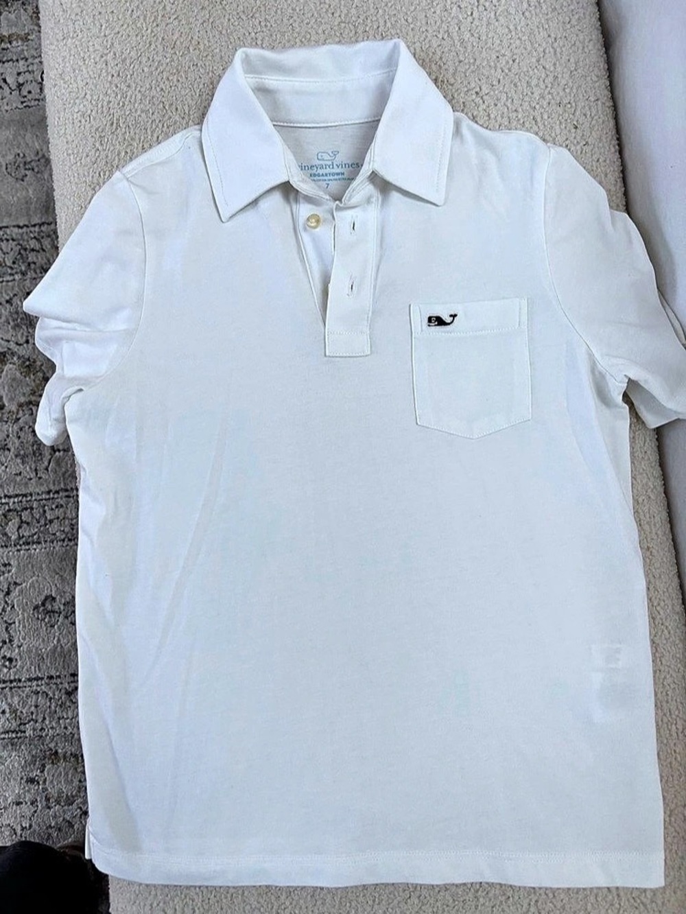 vineyard vines Boys Edgartown Pique Polo White Polo Shirt Like New